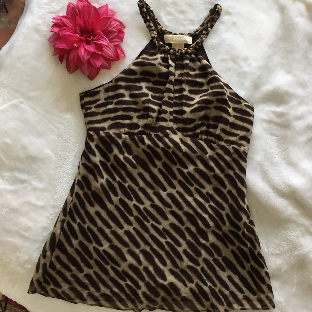 MICHAEL Michael Kors Silk Leopard Halter Top Sz 4